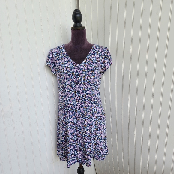 Arizona Jean Co. Fit & Flare Dress Women Multi Floral Rayon Button Front Sz M - Picture 1 of 12